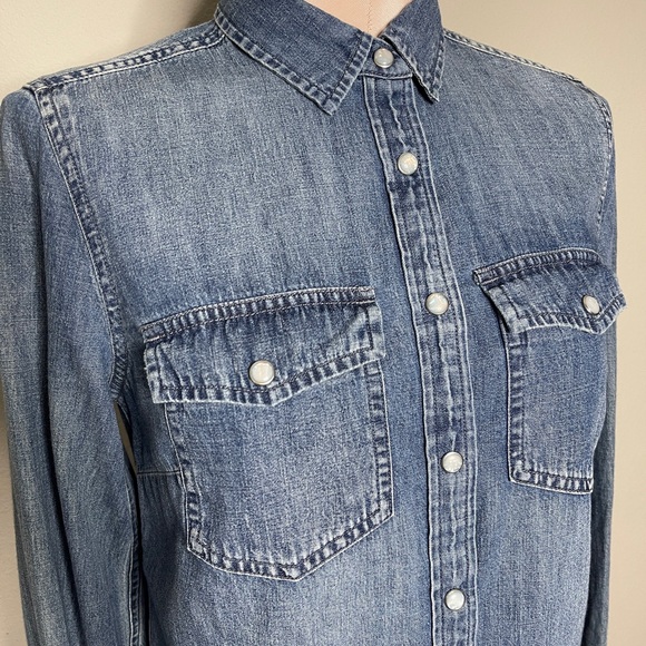 J CREW WESTERN CHAMBRAY PEARL SNAP SHIRT IN VINTAGE INDIGO RODEO - Picture 4 of 8
